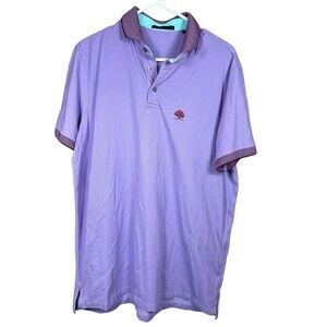 Greyson Golf‎ Polo Mens Sz Lg Solid Purple Pima Modal Spandex Embroidered Tree
